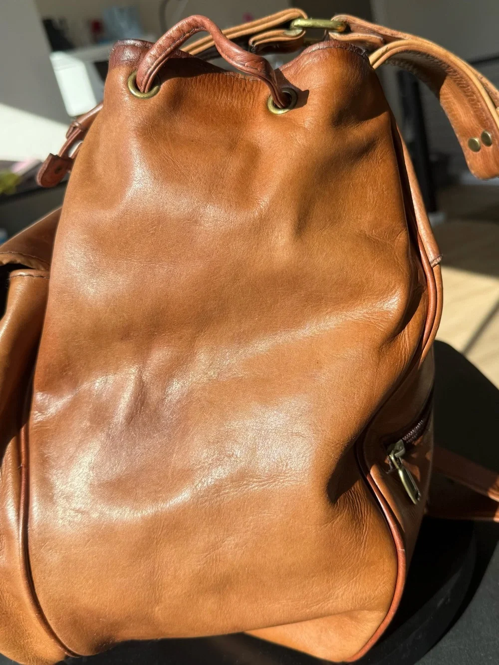 Hidesign Leather Sling Backpack Bag Adjustable Strap